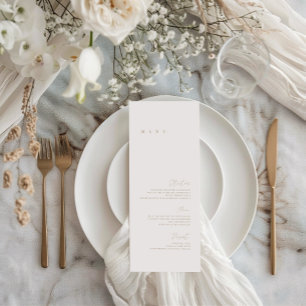 Menu de mariage élégant minimaliste plat ivoire et
