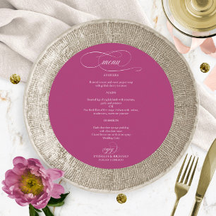 Menu de mariage élégant rond Cassis rose