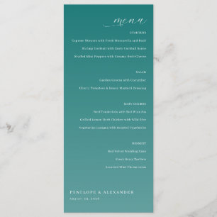 Menu de mariage élégant sarcelle
