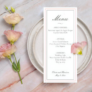 Menu de mariage élégant vert sauge
