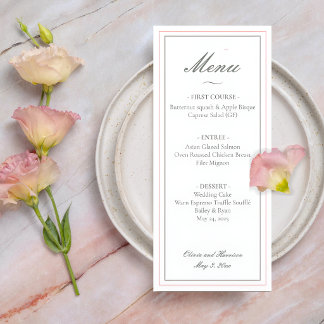 Menu de mariage élégant vert sauge