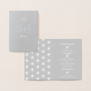 Menu de mariage Elégantes Flocons de Neige Hiver