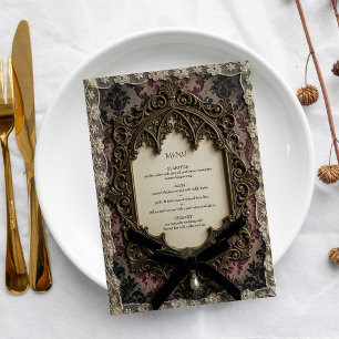 Menu de mariage en dentelle victorienne rococo de 