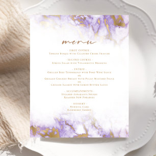 Menu de mariage en marbre lavande doré de qualité