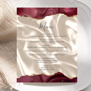 Menu de mariage en soie d'agate dorée de Bourgogne