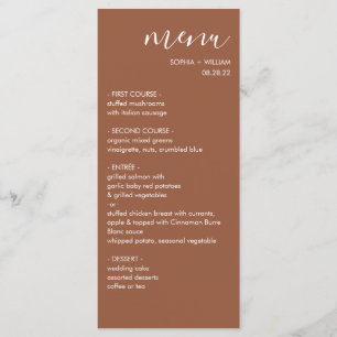 Menu de mariage en terre cuite Boho