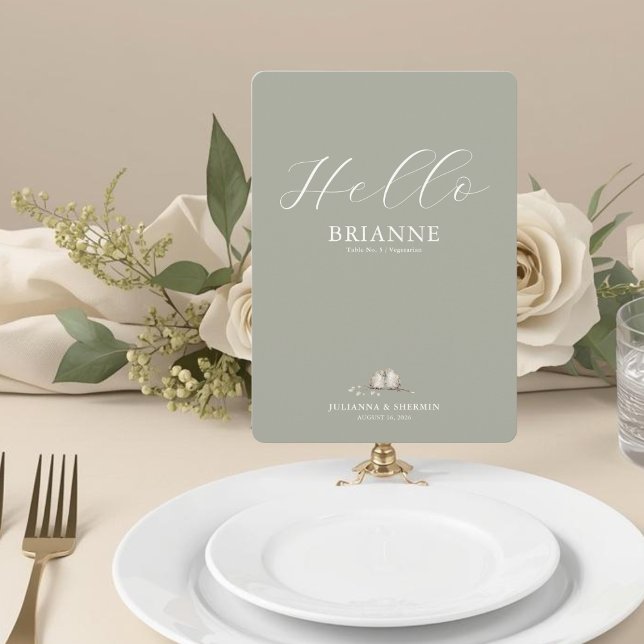 Menu de mariage et carton de placement (Sage Green Wedding Guest Place Card and Menu)