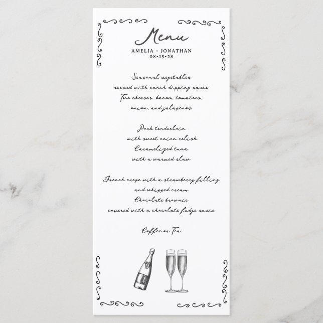 Menu de mariage fantaisiste (Devant)