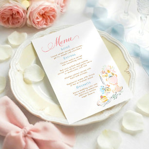 Menu de mariage fantaisiste aux pastels dessinés à