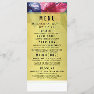 Menu de mariage   Fleurs d'aquarelle tropicale