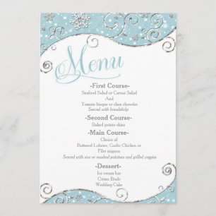 Menu de mariage Flocons de neige Tourbillon Hiver