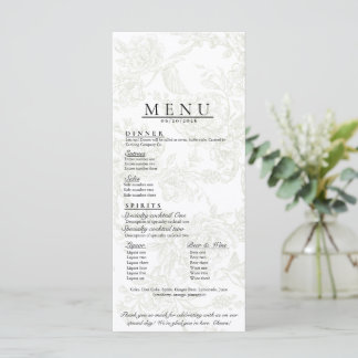 Menu de mariage floral