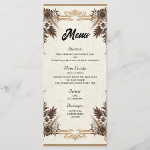 Menu de mariage floral bohème élégant vintage
