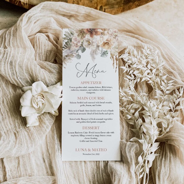 Menu de mariage floral Boho Terracotta (Créateur téléchargé)