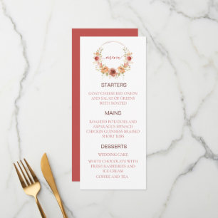 Menu de mariage floral citrouille automne