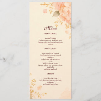 Menu de mariage floral Hortensia Or et Pêche Douce