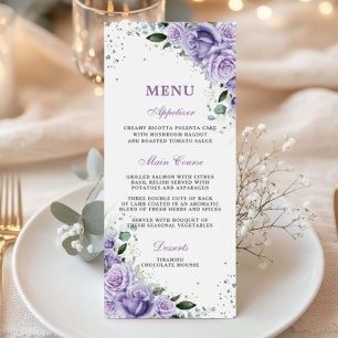 Menu de mariage floral lavande lilas pourgniée
