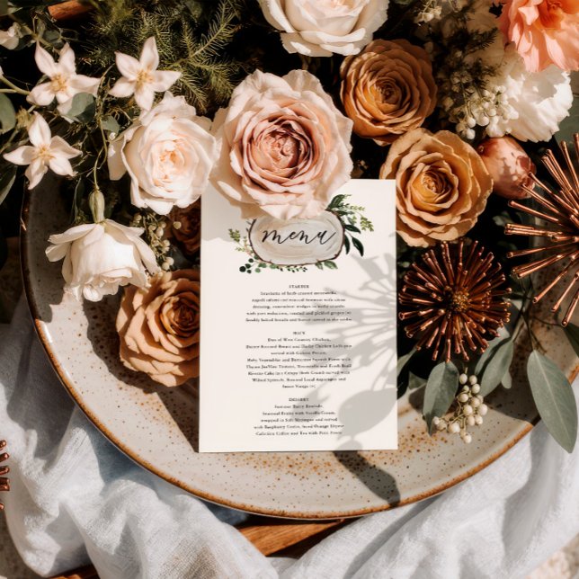 Menu de mariage floral rustique et bois de cerf (Créateur téléchargé)