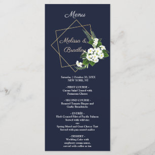 Menu de mariage géométrique marine élégant et clas