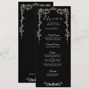 Menu de mariage gothique floral élégant