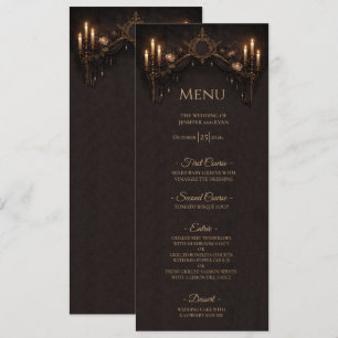 Menu de mariage gothique floral élégant Halloween