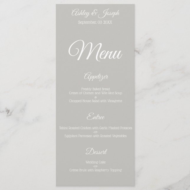 Menu de mariage - gris (Devant)