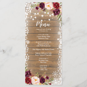 Menu de mariage hivernal rustique romantique Marsa