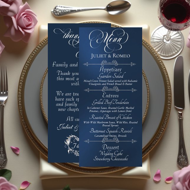 Menu de mariage & Merci - Bleu (Créateur téléchargé)