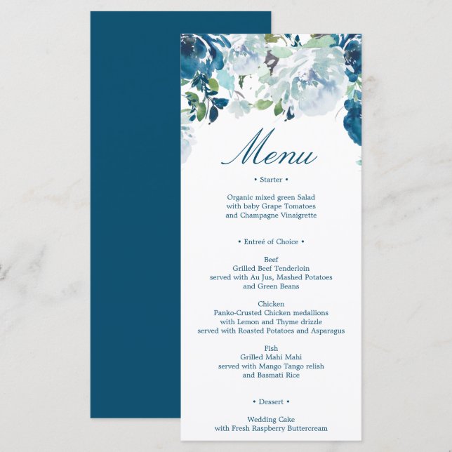 Menu de mariage Midnight Blooms (Devant / Derrière)