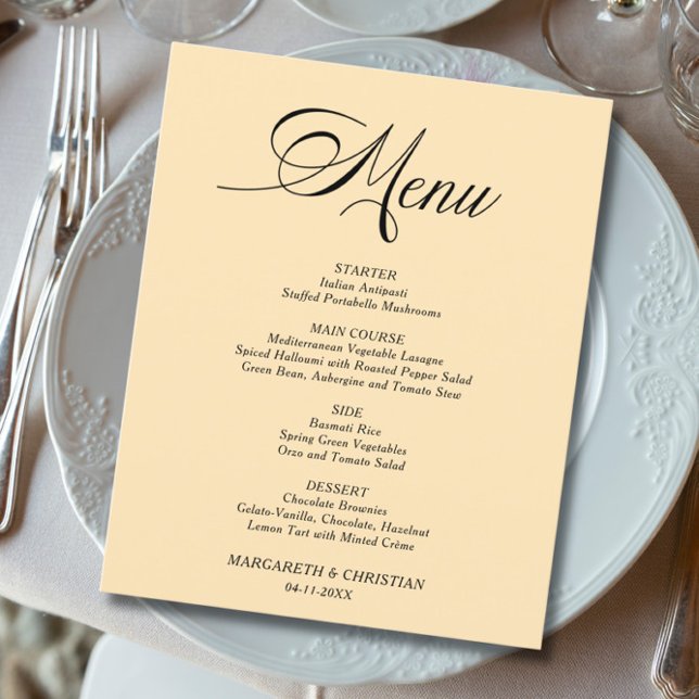 Menu de mariage minimaliste au blé élégant et écon (Créateur téléchargé)