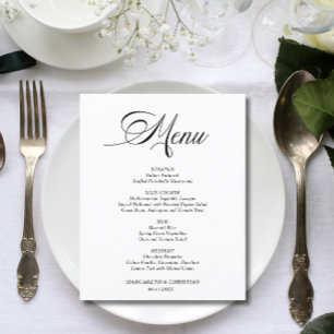 Menu de Mariage minimaliste économique