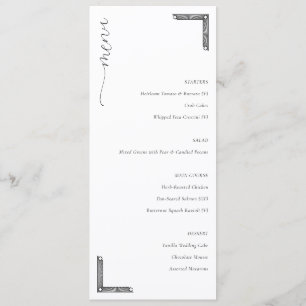 Menu de mariage minimaliste élégant
