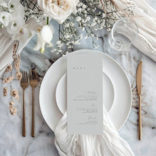 Menu de mariage minimaliste élégant bleu poussiére