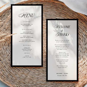 Menu de mariage minimaliste et note de remerciemen