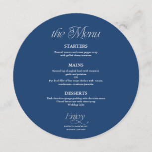 Menu de mariage minimaliste moderne cercle bleu co