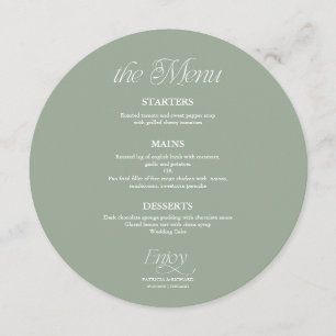 Menu de mariage minimaliste moderne cercle vert sa