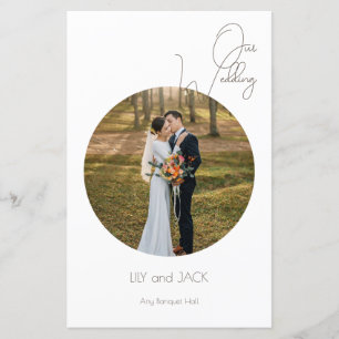 Menu de mariage minimaliste photo ronde
