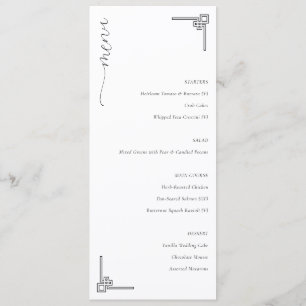 Menu de Mariage Minimaliste Raffiné