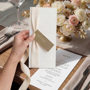 Menu de mariage noir et blanc neutre simple