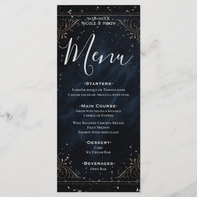 Menu de mariage Obsidian Oracle Midnight Elegance (Devant)
