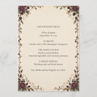 Menu de mariage Once Upon a Midnight Plum Rose