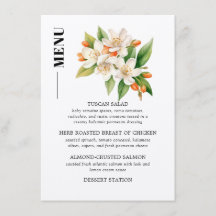 Menu de mariage Orange Blossom