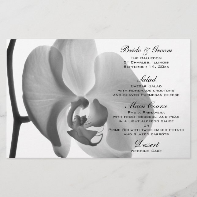 Menu de mariage Orchidée Blanche (Devant)