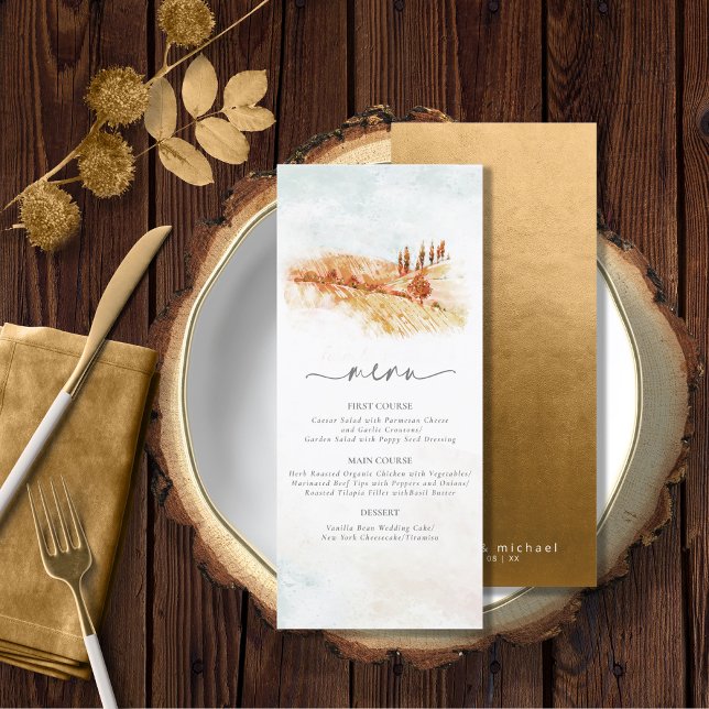 Menu de mariage paysage à l'aquarelle V2 Automne I (Créateur téléchargé)