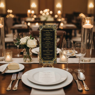 Menu de mariage personnalisé Art Déco de style bro