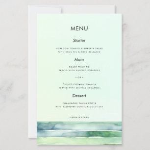 Menu de mariage Piscine de marée verte de plage cô