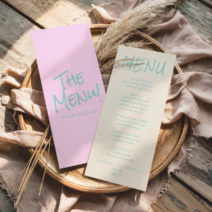 Menu de mariage rétro coloré écrit à la main paste