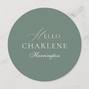 Menu de mariage rond personnalisé vert sauge