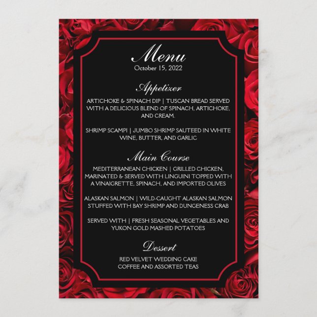 Menu de mariage Rose Gothique (Devant)