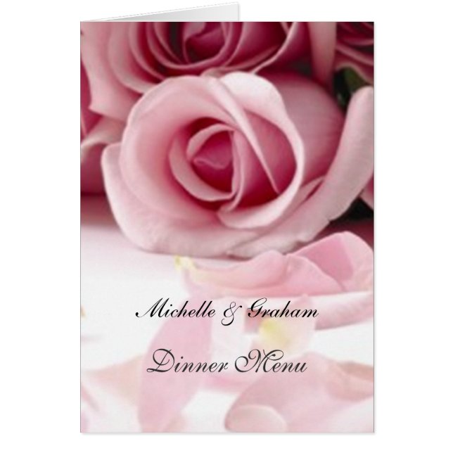 Menu de mariage Roses roses (Devant)